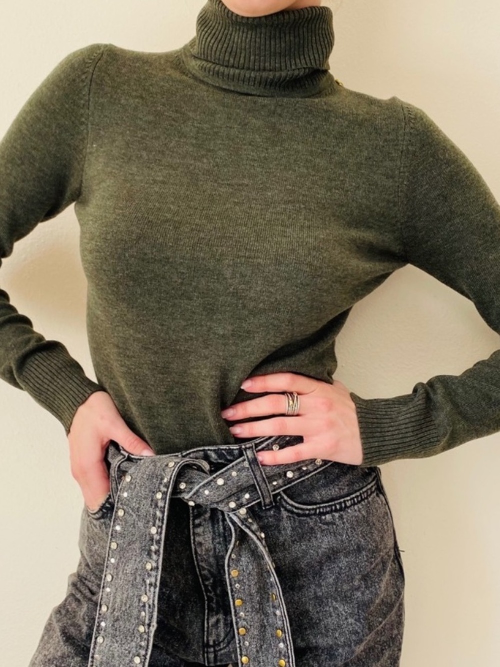 French connection olive turtleneck